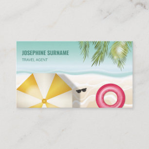 Tropical Palm Leaves Blue Ocean Beach Travel Agent Business Card