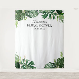 Tropical Palm Leaves Bridal Shower Backdrop Tapestry