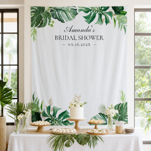 Tropical Palm Leaves Bridal Shower Backdrop Tapestry