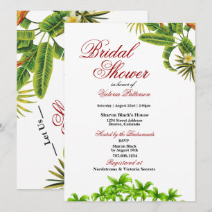 Tropical Palm Leaves Bridal Shower Invitations