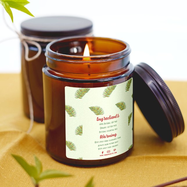 Tropical Palm Leaves Candle Warning Back Label (Creator Uploaded)