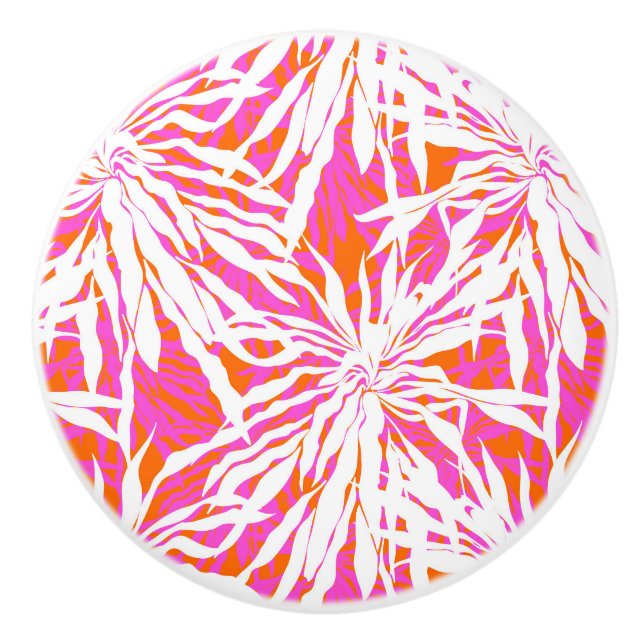 Tropical Palm Leaves Ceramic Knob (Front)