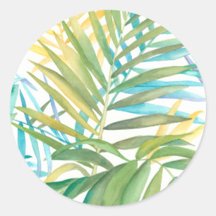 Tropical Palm Leaves Classic Round Sticker