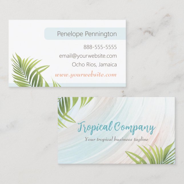 Tropical Palm Leaves Clean Business Card (Front/Back)