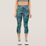 Tropical Palm Leaves, Colourful Botanical Ferns Capri Leggings<br><div class="desc">Super cute,  high-quality,  comfortable high-waisted capri leggings featuring a pattern of tropical palm leaves.  Add custom text,  monogram,  etc. to personalise. Perfect for working out or just hanging out.</div>