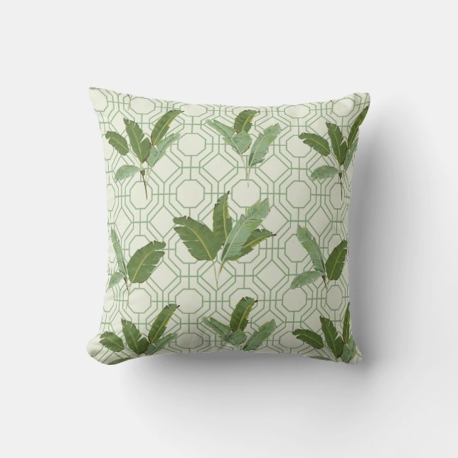 Tropical Palm Leaves Cushion (Front)
