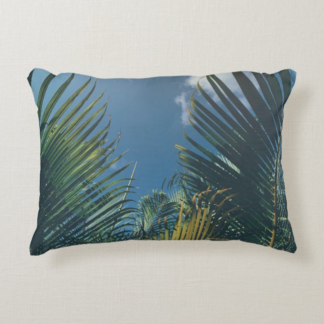 TROPICAL PALM LEAVES DECORATIVE CUSHION (Front)