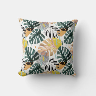 Tropical palm leaves: decorative elements. cushion