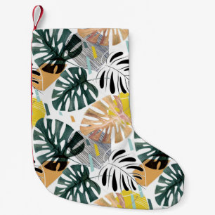 Tropical palm leaves: decorative elements. small christmas stocking