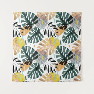 Tropical palm leaves: decorative elements. tapestry