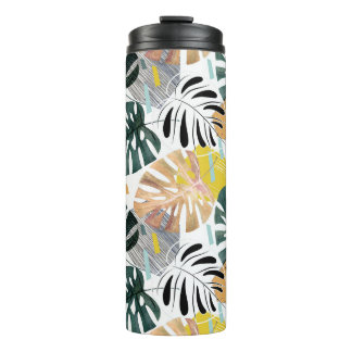 Tropical palm leaves: decorative elements. thermal tumbler