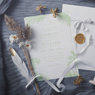 Tropical Palm Leaves Destination Elegant Wedding Invitation