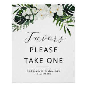tropical palm leaves floral Favors sign