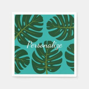 Tropical palm leaves floral print paper napkins
