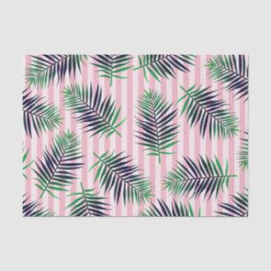 Tropical Palm Leaves Foliage & Stripes Tissue Paper