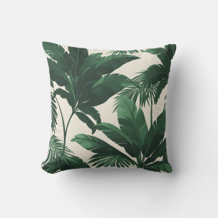 Tropical Palm Leaves Green Botanical Throw Pillo Cushion