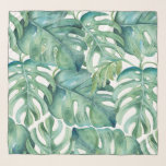 Tropical Palm Leaves Green Scarf<br><div class="desc">Beautifully designed using original tropical monstera palm leaves by Victoria Grigaliunas. Can be used as a wrap or a scarf. To see more scarves for women visit www.zazzle.com/dotellabelle</div>