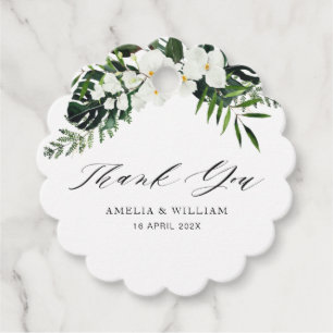 tropical palm leaves greenery floral wedding favour tags