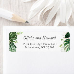 Tropical Palm Leaves Greenery Return Address