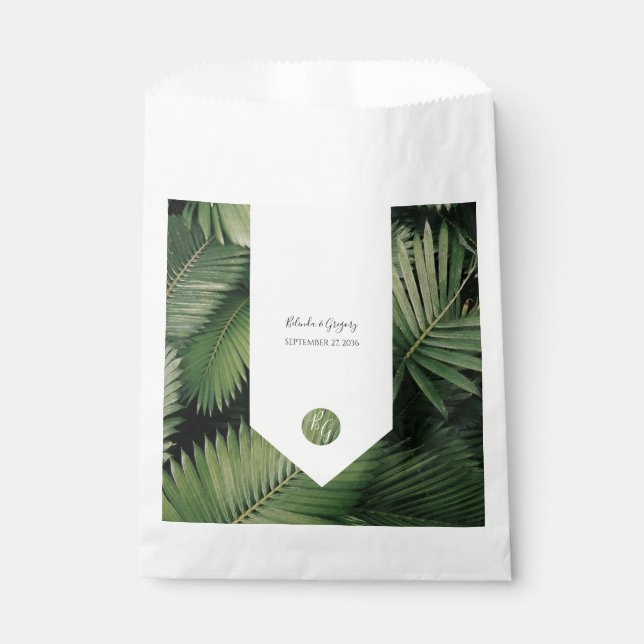 Tropical Palm Leaves Greenery Wedding   Favour Bags (Front)