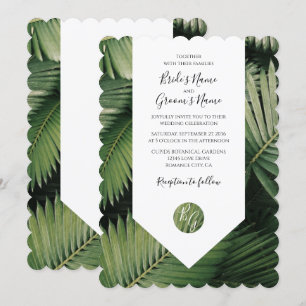 Tropical Palm Leaves Greenery Wedding Invitations
