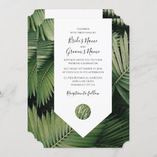 Tropical Palm Leaves Greenery Wedding Invitations