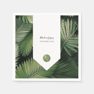Tropical Palm Leaves Greenery Wedding Napkin