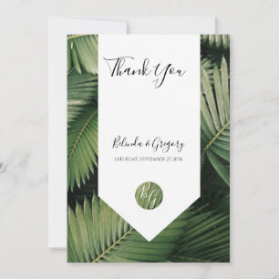 Tropical Palm Leaves Greenery Wedding Thank You Card