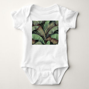 Tropical palm leaves, hand-drawn 3D illustration. Baby Bodysuit