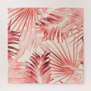 Tropical Palm Leaves, Hawaiian Stylish Pattern. Jigsaw Puzzle