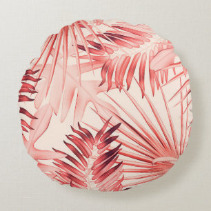 Tropical Palm Leaves, Hawaiian Stylish Pattern. Round Cushion