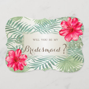 Tropical Palm Leaves ,Hibiskus    Bridesmaid Card