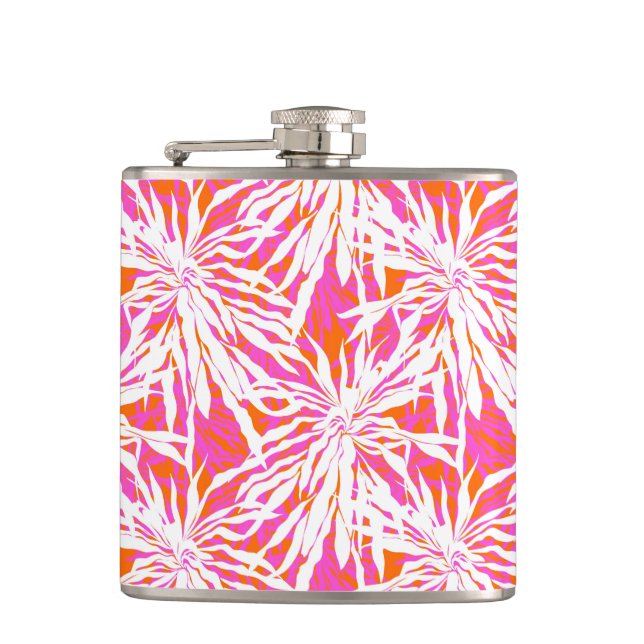 Tropical Palm Leaves Hip Flask (Front)