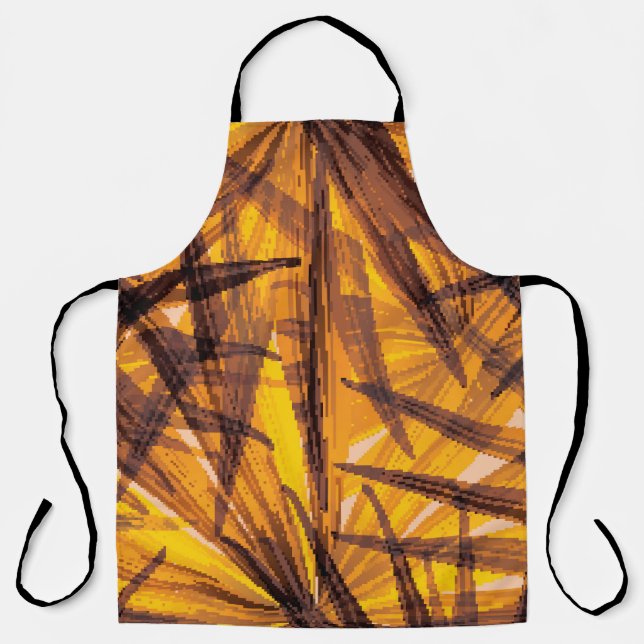Tropical palm leaves illustration pattern apron (Front)