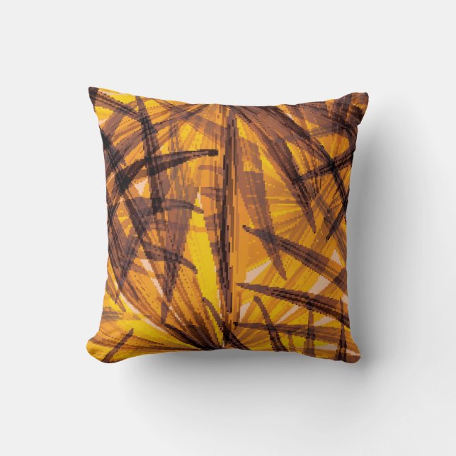 Tropical palm leaves illustration pattern cushion (Front)