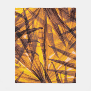 Tropical palm leaves illustration pattern fleece blanket