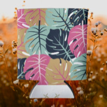 Tropical Palm Leaves in Pink & Blue | Beverage 