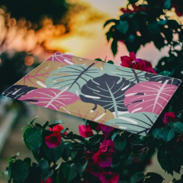 Tropical Palm Leaves in Pink & Blue | Decorative Cutting Board (Creator Uploaded)