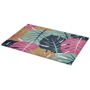 Tropical Palm Leaves in Pink & Blue   Decorative Cutting Board