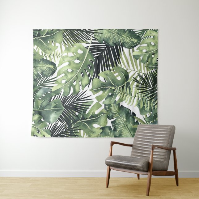 Tropical Palm Leaves Island Paradise Backdrop Tapestry (In Situ (Horizontal))