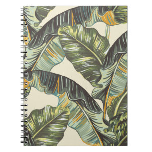 Tropical palm leaves, jungle leaf seamless vintag notebook