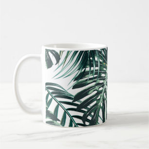 Tropical palm leaves, jungle leaves seamless flora coffee mug