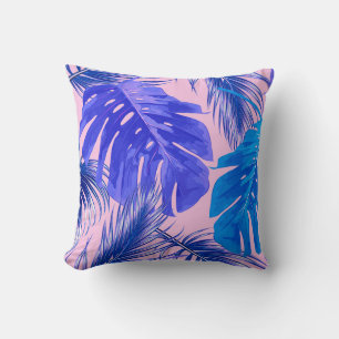 Tropical palm leaves, jungle leaves seamless flora cushion
