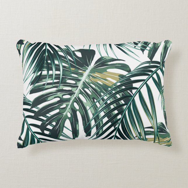 Tropical palm leaves, jungle leaves seamless flora decorative cushion (Front)