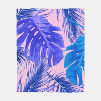 Tropical palm leaves, jungle leaves seamless flora fleece blanket