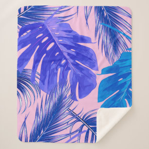 Tropical palm leaves, jungle leaves seamless flora sherpa blanket