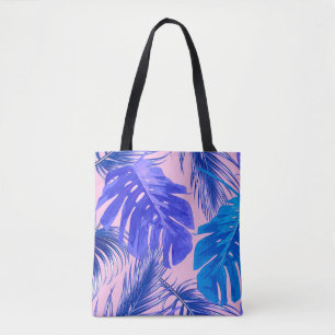 Tropical palm leaves, jungle leaves seamless flora tote bag