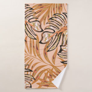 Tropical palm leaves, jungle. Vintage floral patte Bath Towel