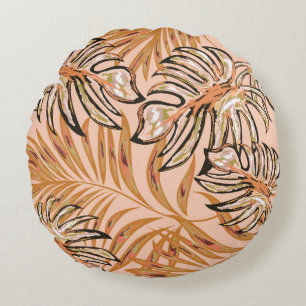 Tropical palm leaves, jungle. Vintage floral patte Round Cushion