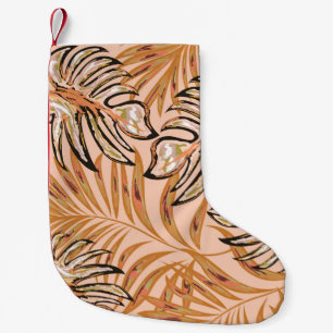 Tropical palm leaves, jungle. Vintage floral patte Small Christmas Stocking